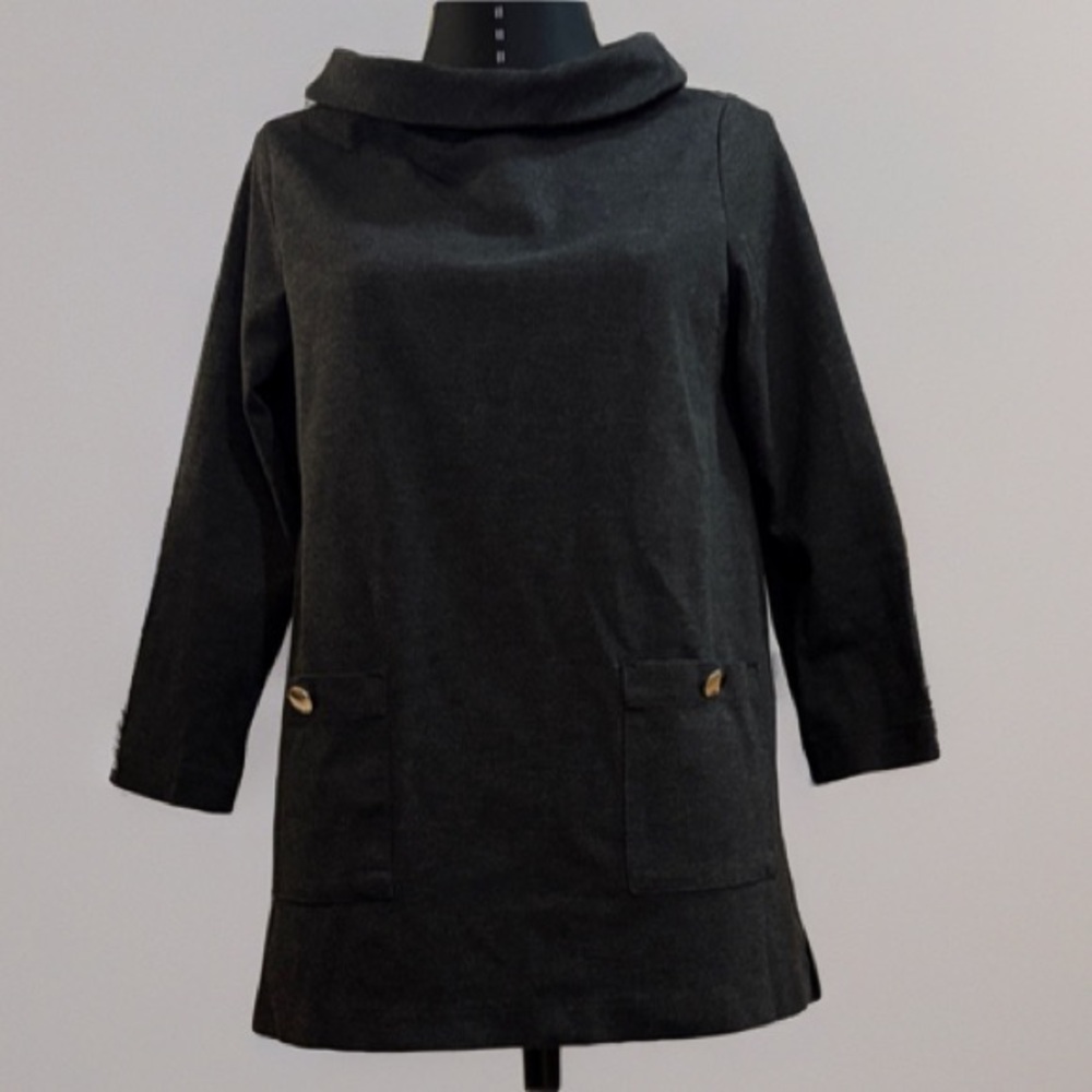 Ann Taylor Charcoal and Black Knit Tunic Top